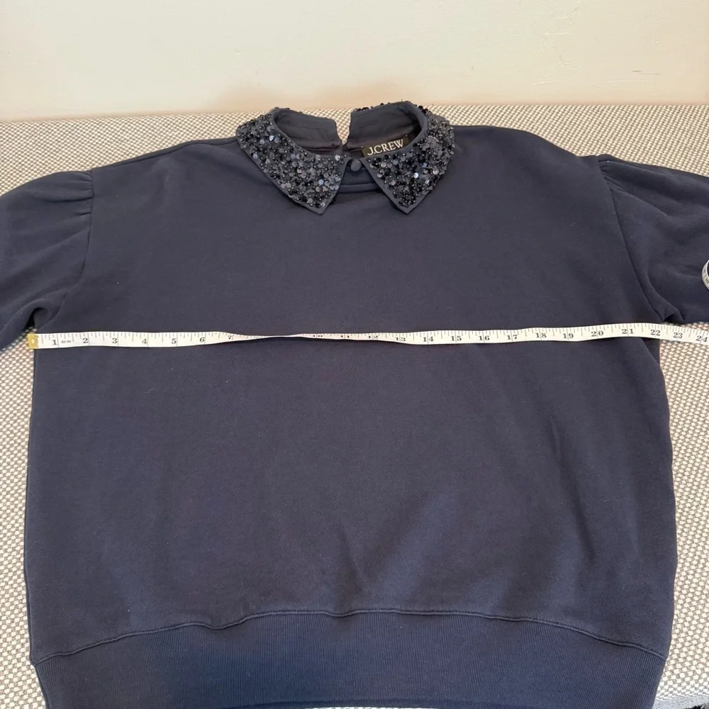 J crew Crewneck sweatshirt with crystal-embellished collar size S
